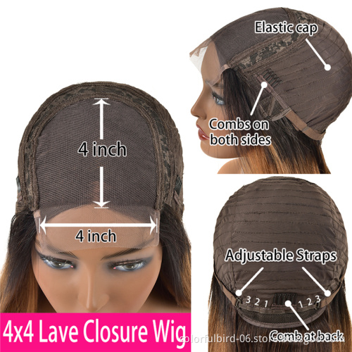 Malaysian Ombre Human Hair Wig For Women 4x4 Blonde Lace Front Wig Human Hair 1b30 Pre Colored Straight Hair